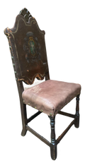 18th Century Renaissance Revival European Side Chair With Decorative Crest and Nailhead Accents