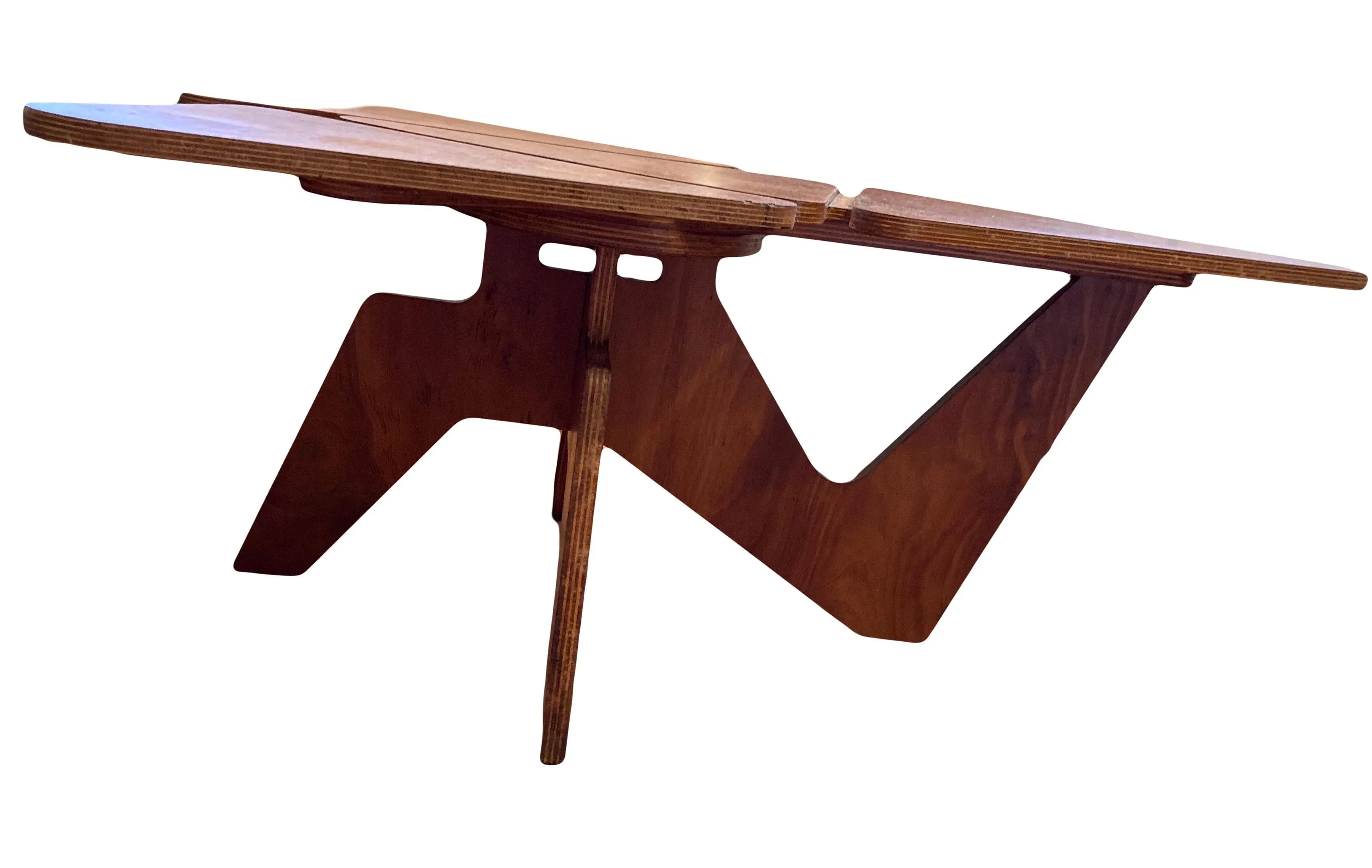 1950s José Zanine Caldas (Attributed) Biomorphic Constructionist Interlocking Plywood Coffee Table