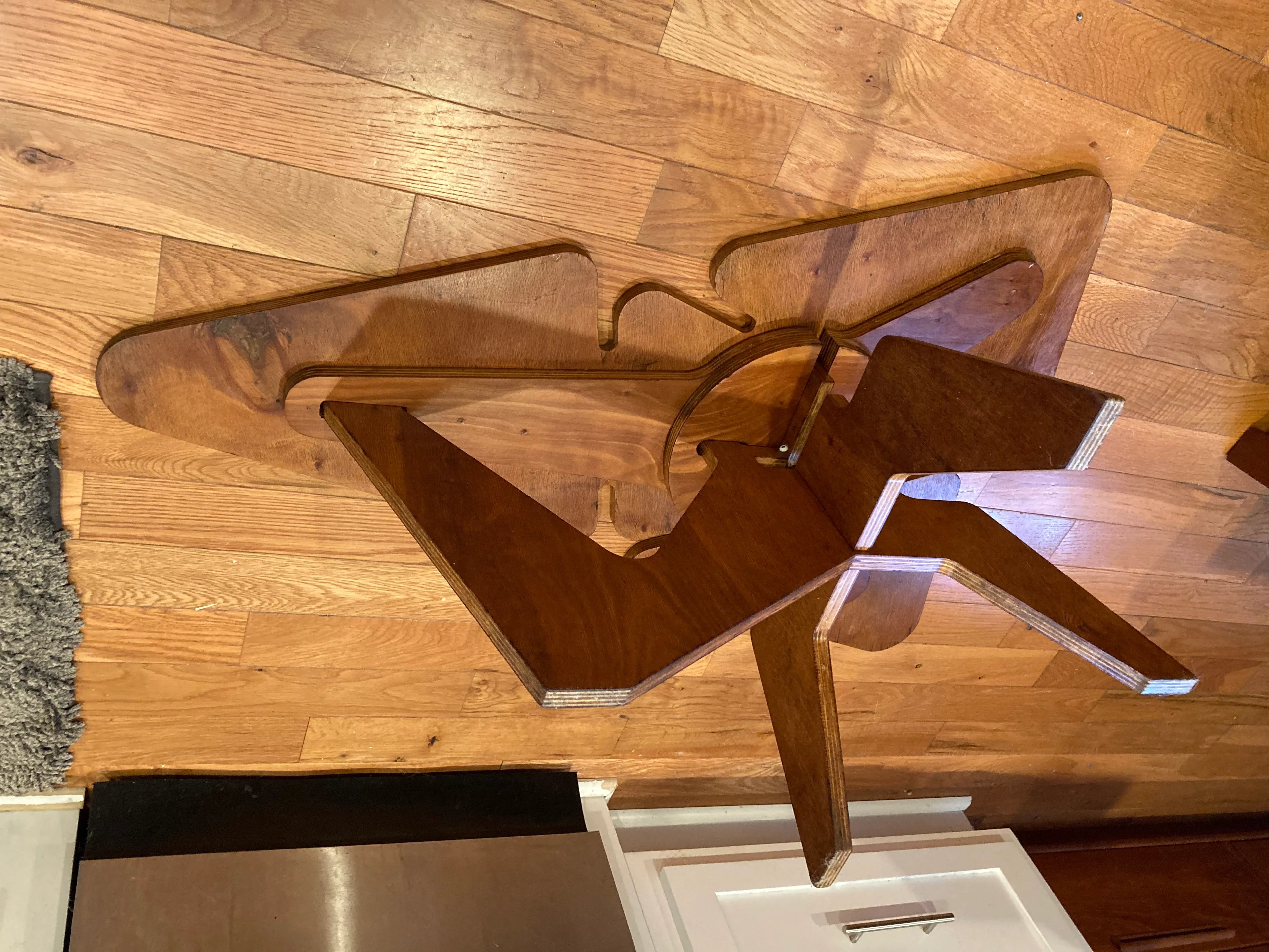 1950s José Zanine Caldas (Attributed) Biomorphic Constructionist Interlocking Plywood Coffee Table