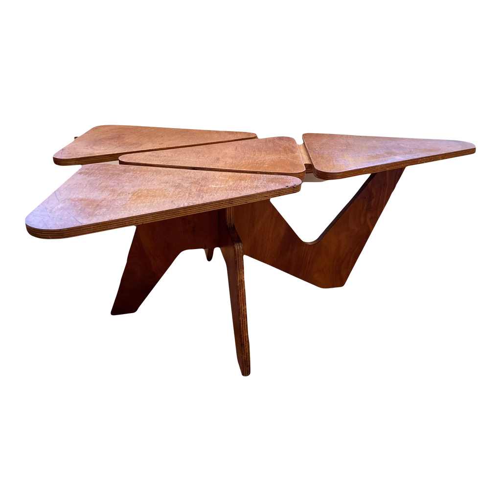1950s José Zanine Caldas (Attributed) Biomorphic Constructionist Interlocking Plywood Coffee Table