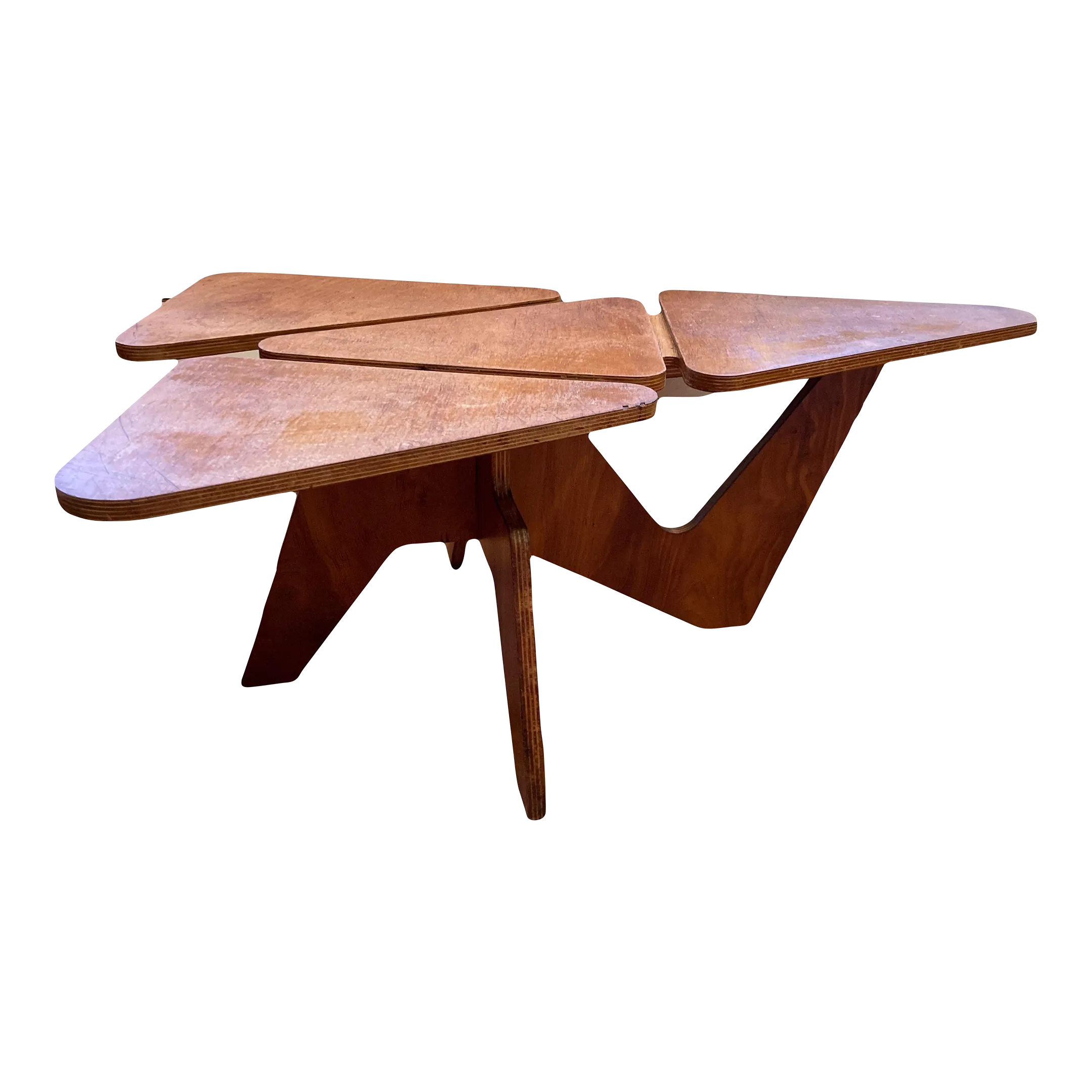 1950s José Zanine Caldas (Attributed) Biomorphic Constructionist Interlocking Plywood Coffee Table
