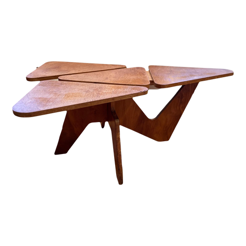 1950s José Zanine Caldas (Attributed) Biomorphic Constructionist Interlocking Plywood Coffee Table
