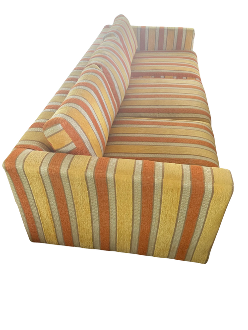 1960s Harvey Probber Style Silvercraft Low Profile Tuxedo Couch in Original Striped Velour Fabric