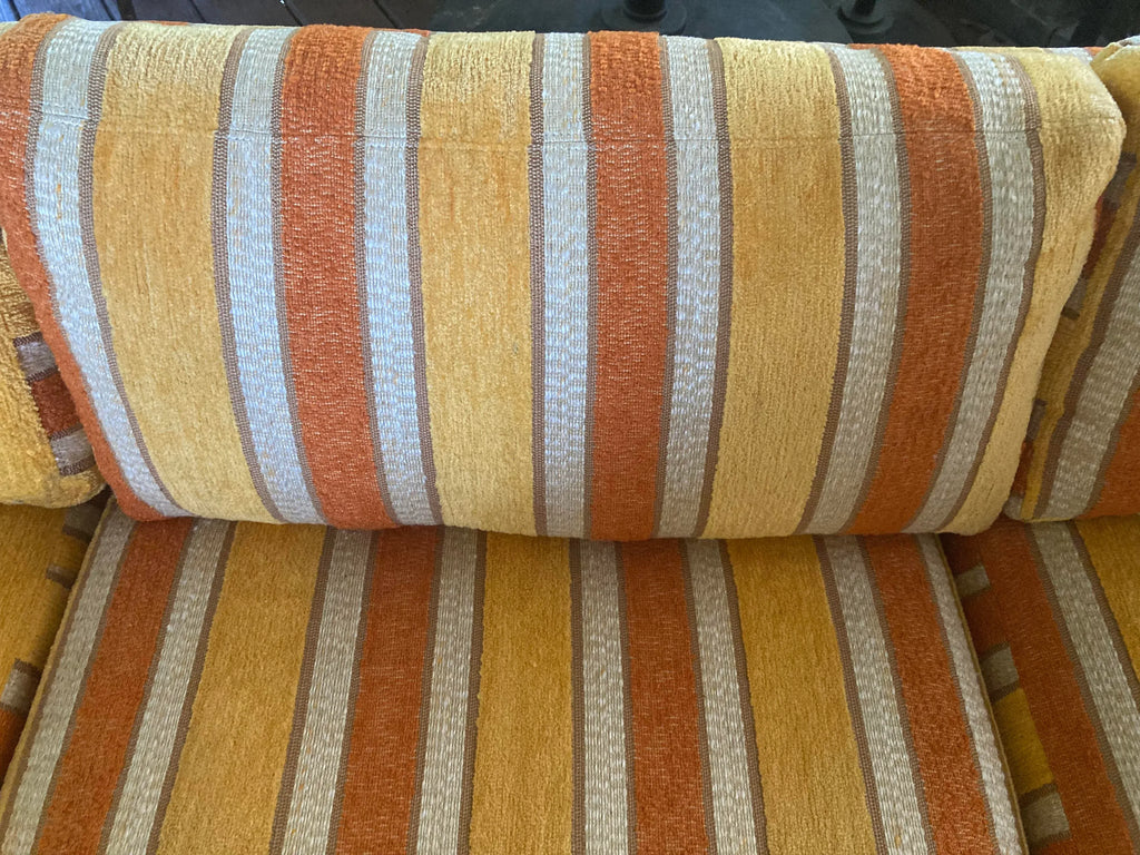 1960s Harvey Probber Style Silvercraft Low Profile Tuxedo Couch in Original Striped Velour Fabric