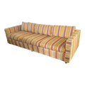 1960s Harvey Probber Style Silvercraft Low Profile Tuxedo Couch in Original Striped Velour Fabric