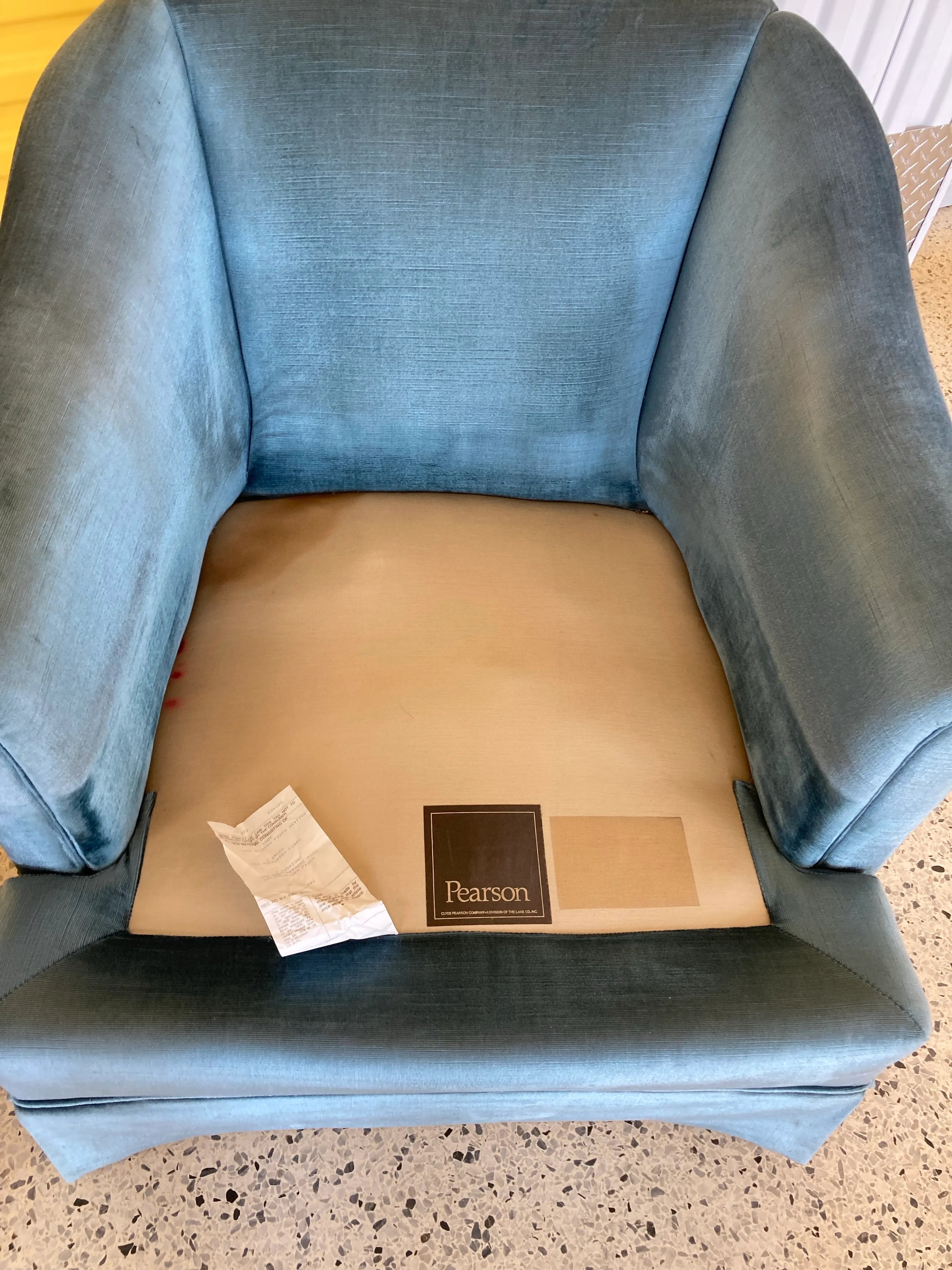 1960s Vintage Hollywood Regency Lane Clyde Pearson Aqua Velvet Club Chairs for Lane - A Pair