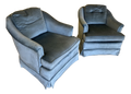 1960s Vintage Hollywood Regency Lane Clyde Pearson Aqua Velvet Club Chairs for Lane - A Pair