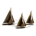1970s Mid 20th Century Brutalist Brass Sailboat Wall Art Sculpture by Curtis Jere - Signed