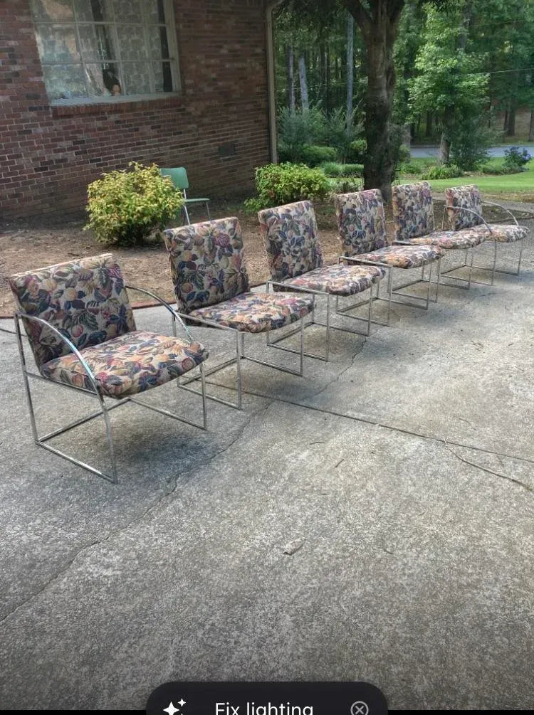 1970s Milo Baughman for Thayer Coggin Iridescent Lucite and Smoked Glass Dining Table and Set of Six Slim Line Dining Chairs