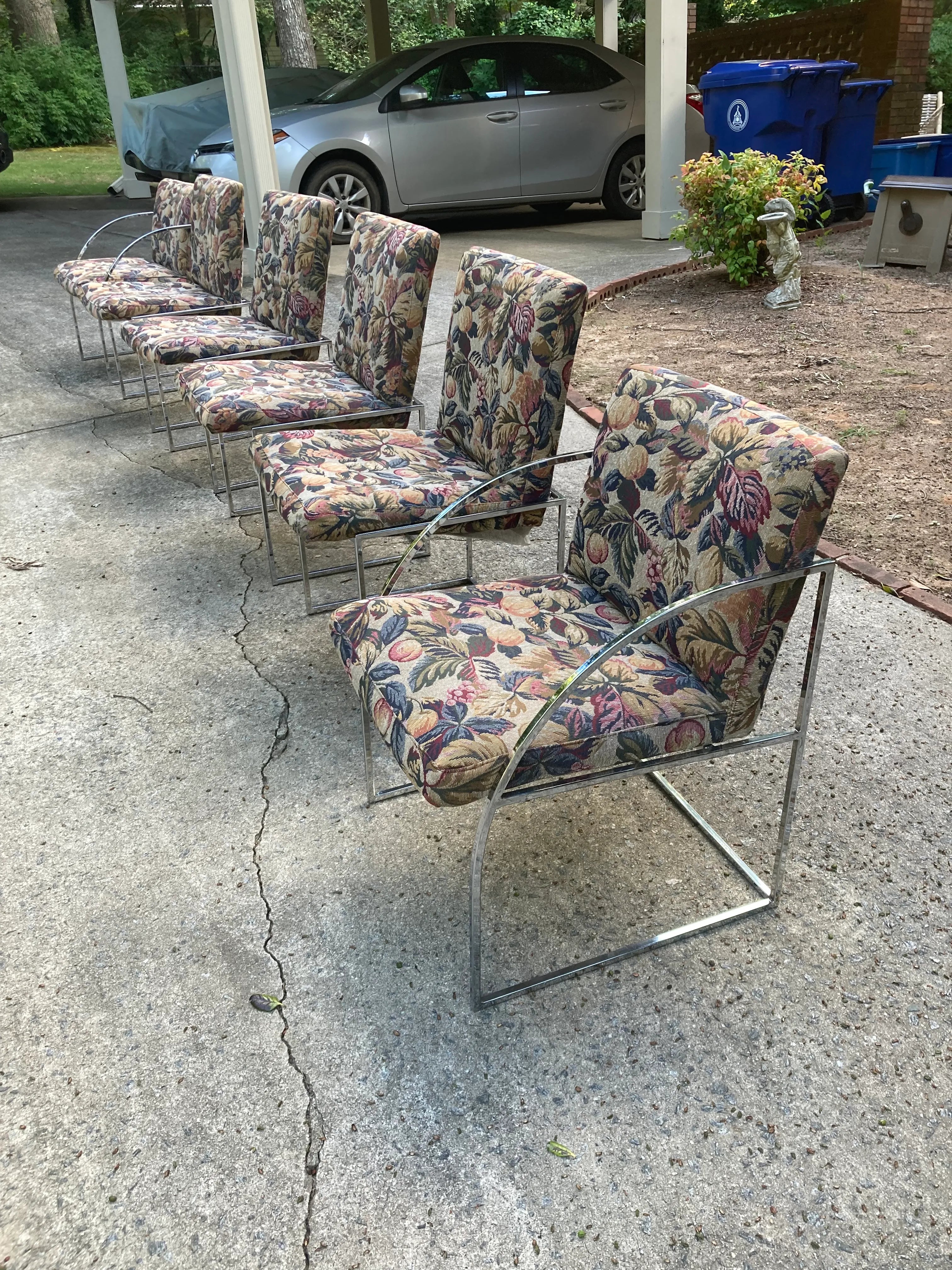 1970s Milo Baughman for Thayer Coggin Iridescent Lucite and Smoked Glass Dining Table and Set of Six Slim Line Dining Chairs