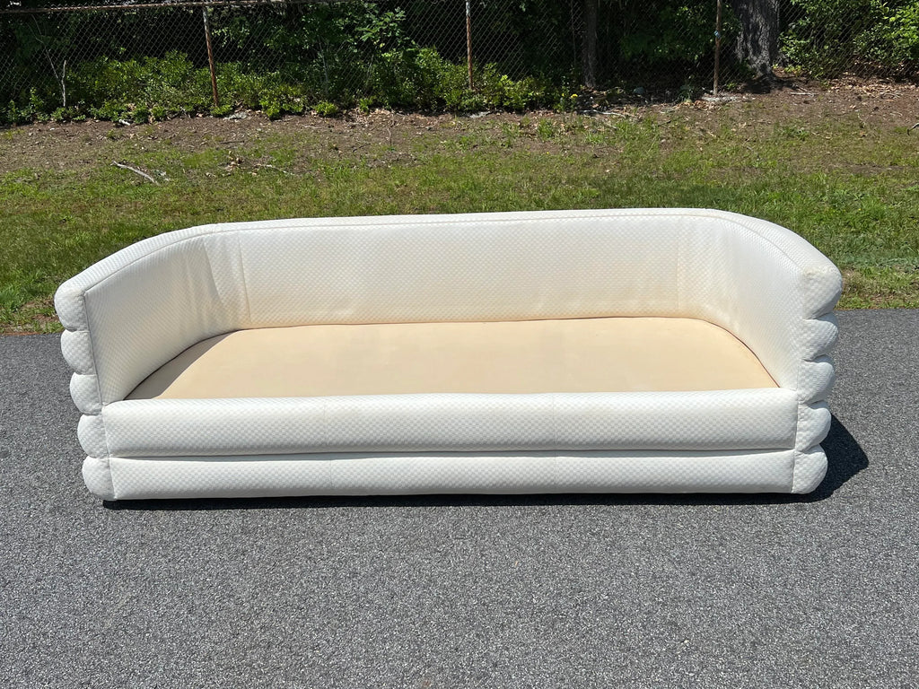 1970s Milo Baughman for Thayer Coggin Post Modern Couch in Ivory Checkered Fabric