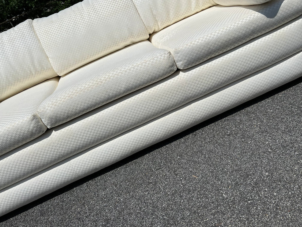 1970s Milo Baughman for Thayer Coggin Post Modern Couch in Ivory Checkered Fabric