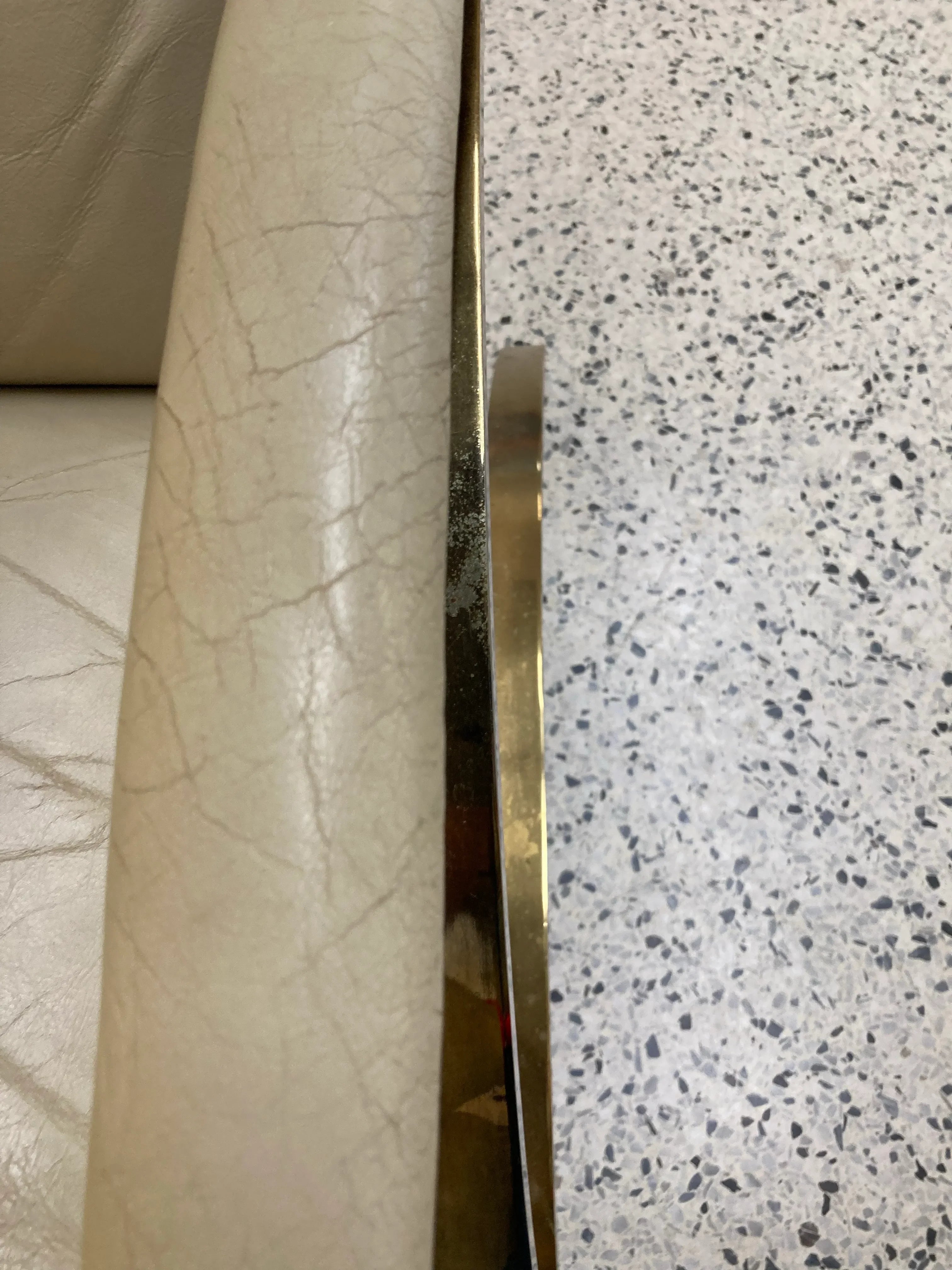 1980s Post-Modern Leather and Gold Chrome Recliner After Milo Baughman