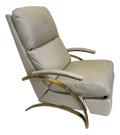 1980s Post-Modern Leather and Gold Chrome Recliner After Milo Baughman