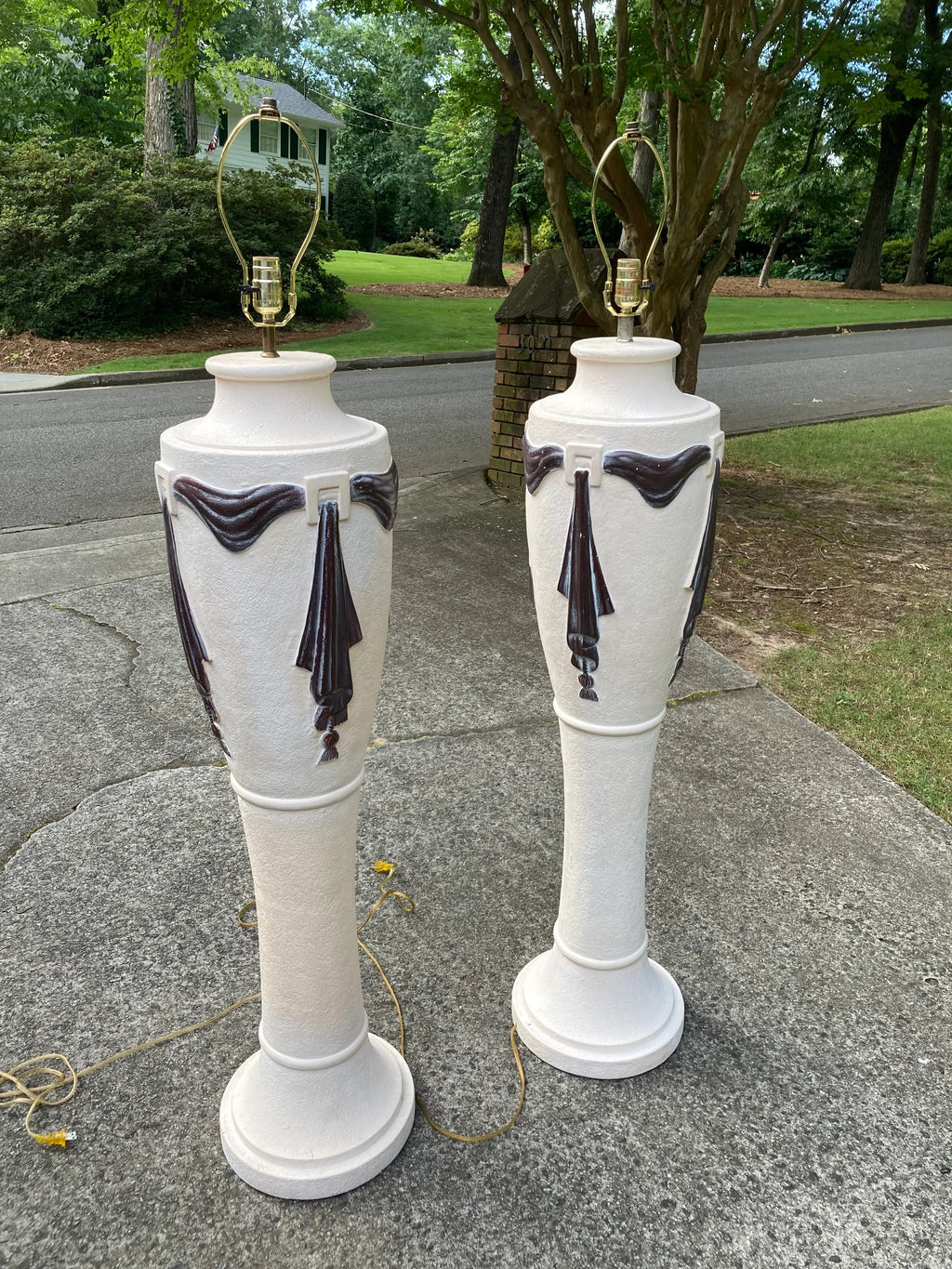 1980s Post-Modern Neoclassical Plaster Floor Lamps - a Pair