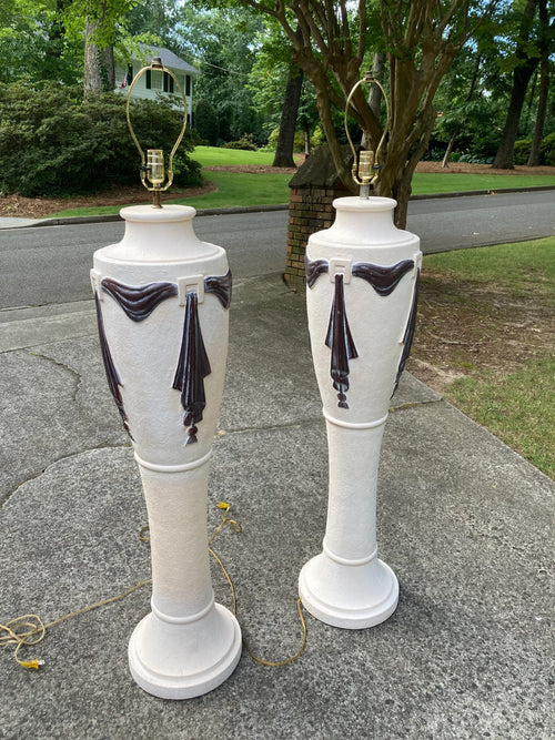 1980s Post-Modern Neoclassical Plaster Floor Lamps - a Pair