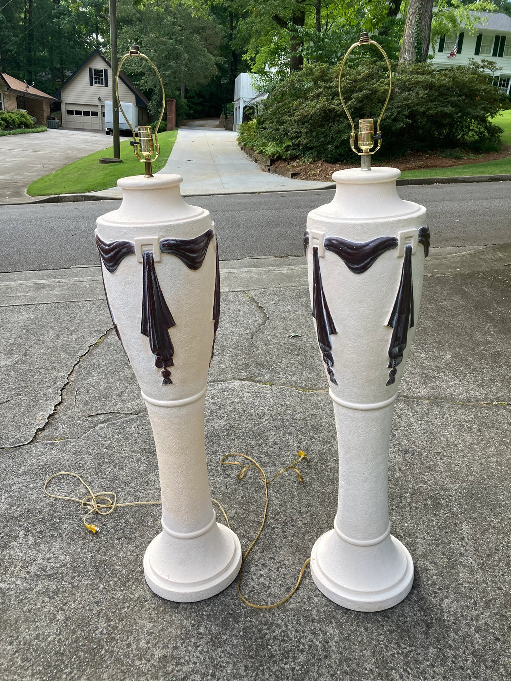 1980s Post-Modern Neoclassical Plaster Floor Lamps - a Pair