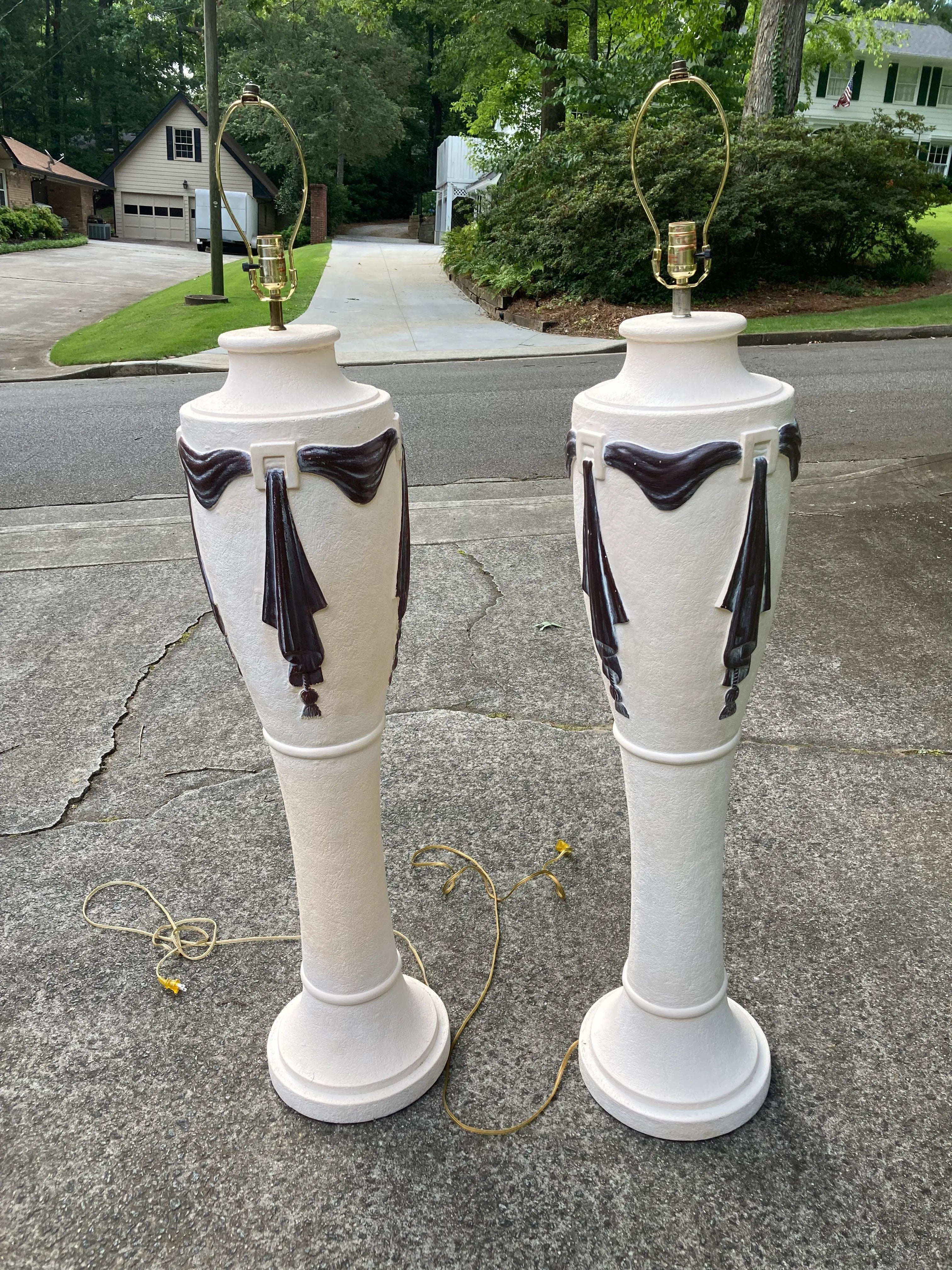 1980s Post-Modern Neoclassical Plaster Floor Lamps - a Pair