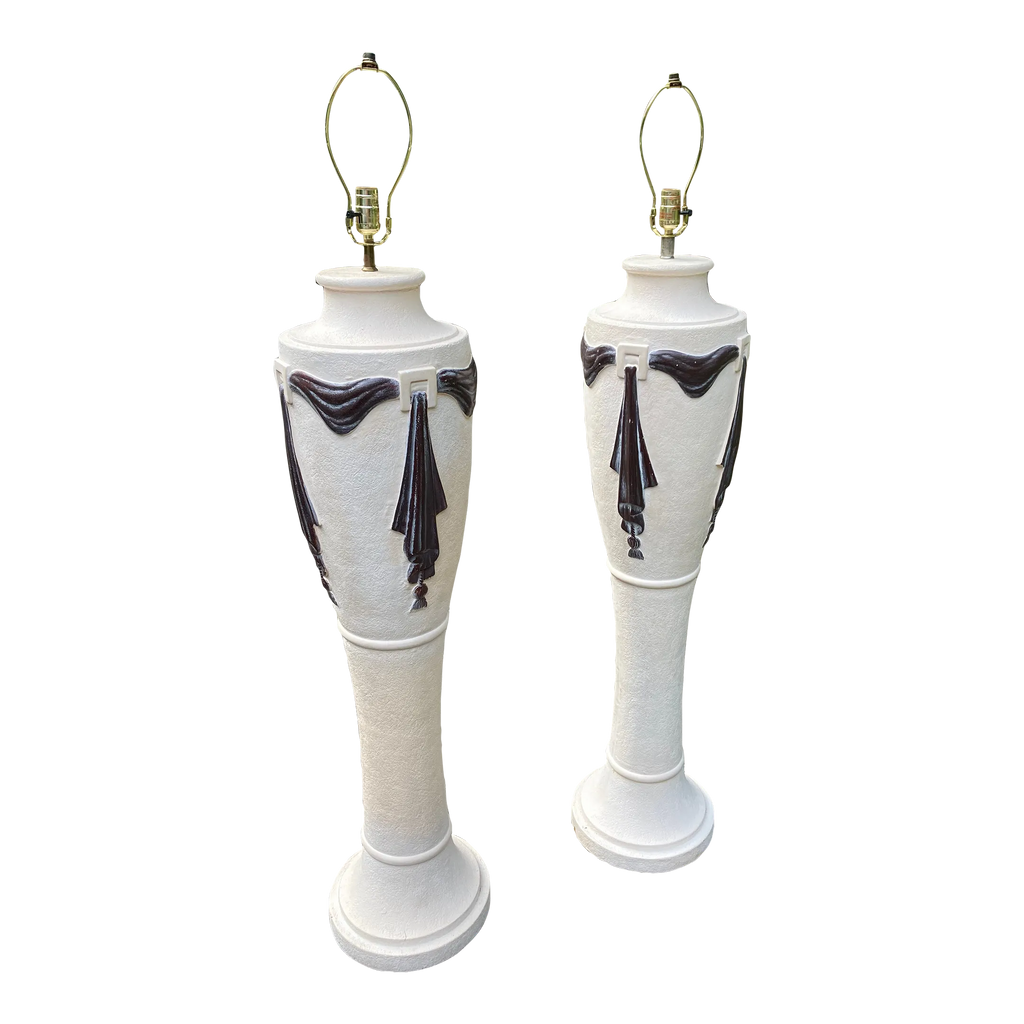 1980s Post-Modern Neoclassical Plaster Floor Lamps - a Pair