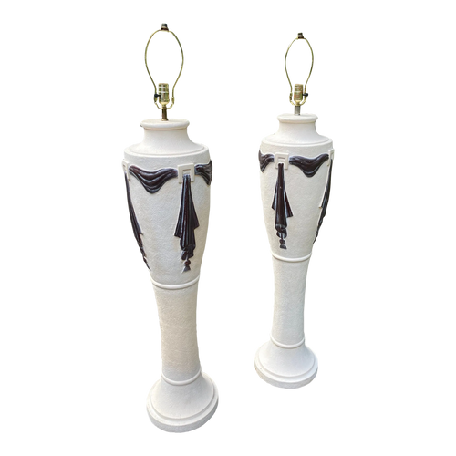 1980s Post-Modern Neoclassical Plaster Floor Lamps - a Pair