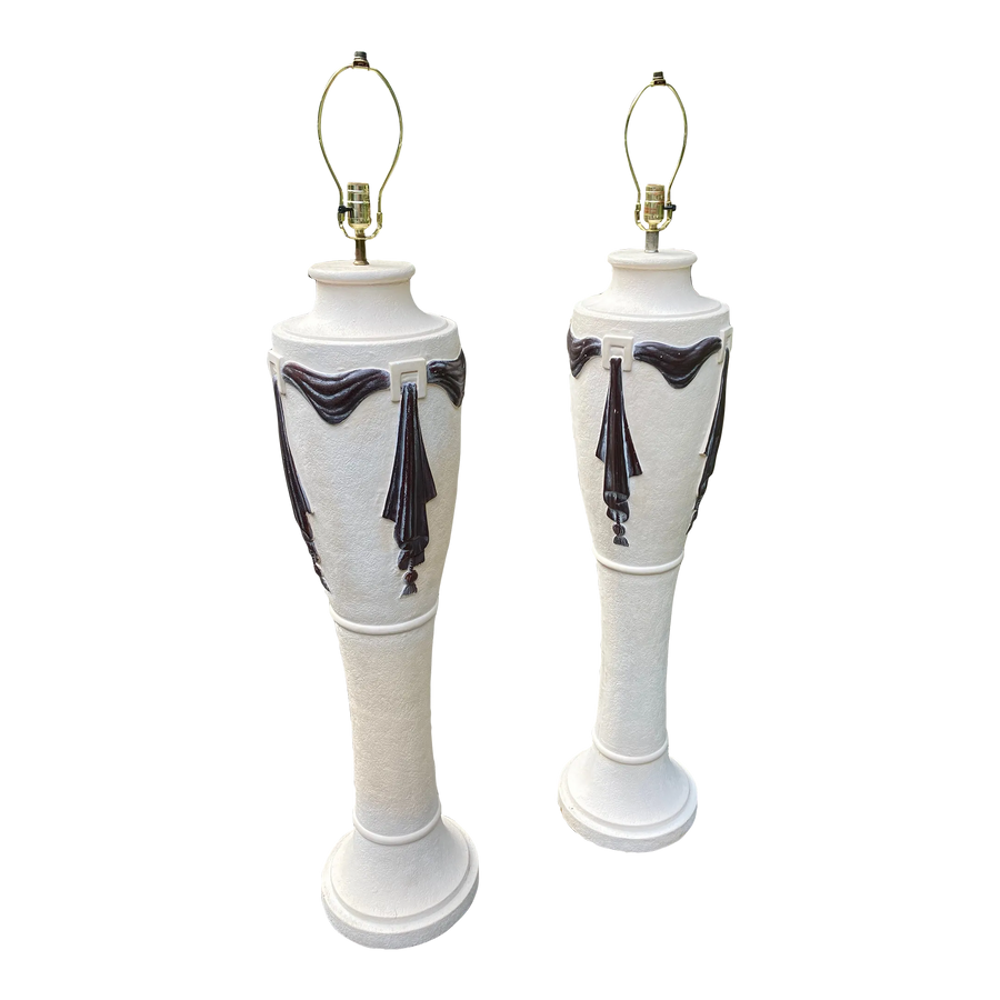 1980s Post-Modern Neoclassical Plaster Floor Lamps - a Pair