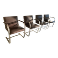 1990s Ludwig Mies Van Der Rohe for Knoll Brno Flat Bar Armchairs in Brown Spinneybeck Leather - Set of 4