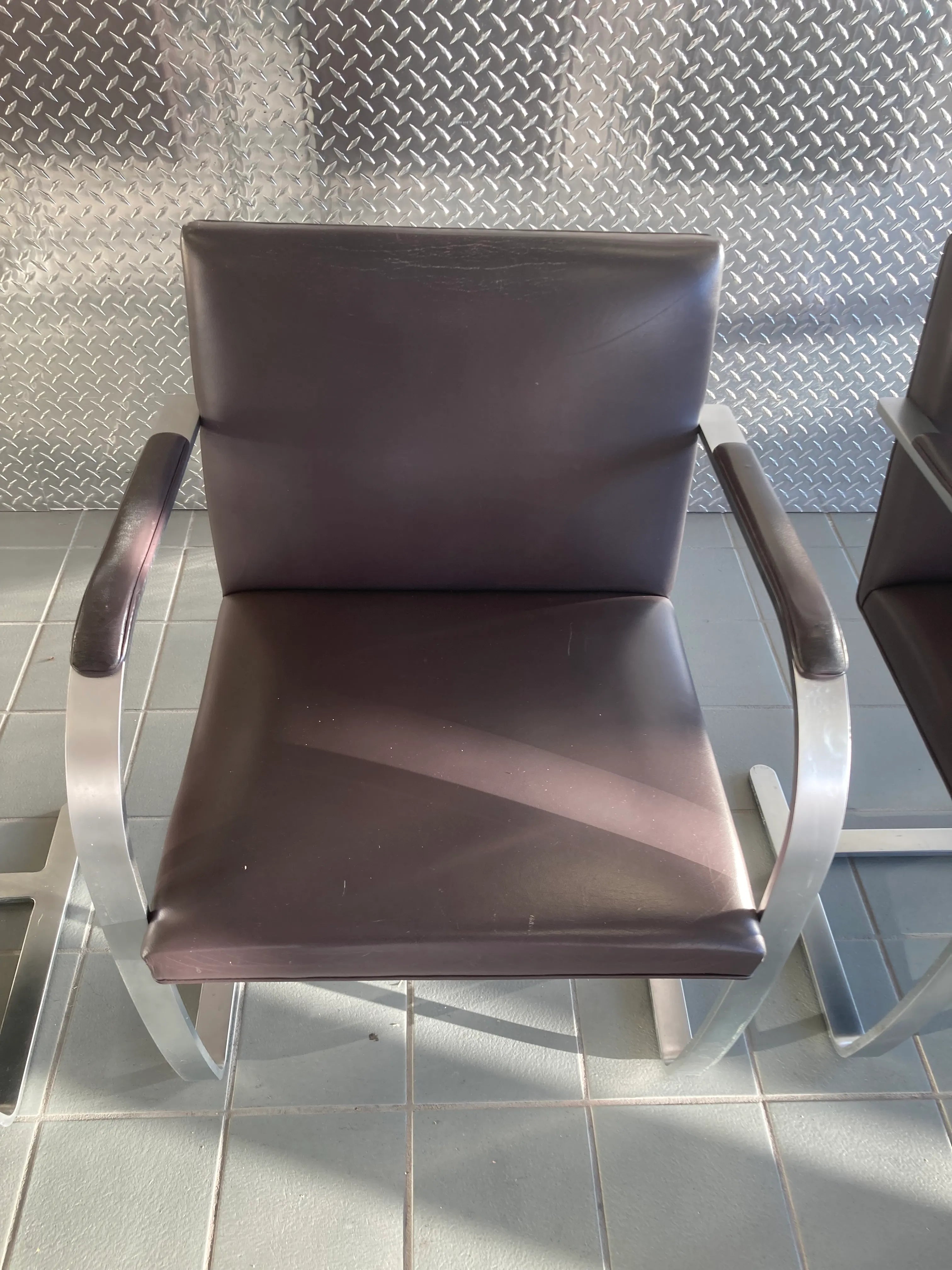 1990s Ludwig Mies Van Der Rohe for Knoll Brno Flat Bar Armchairs in Brown Spinneybeck Leather - Set of 4