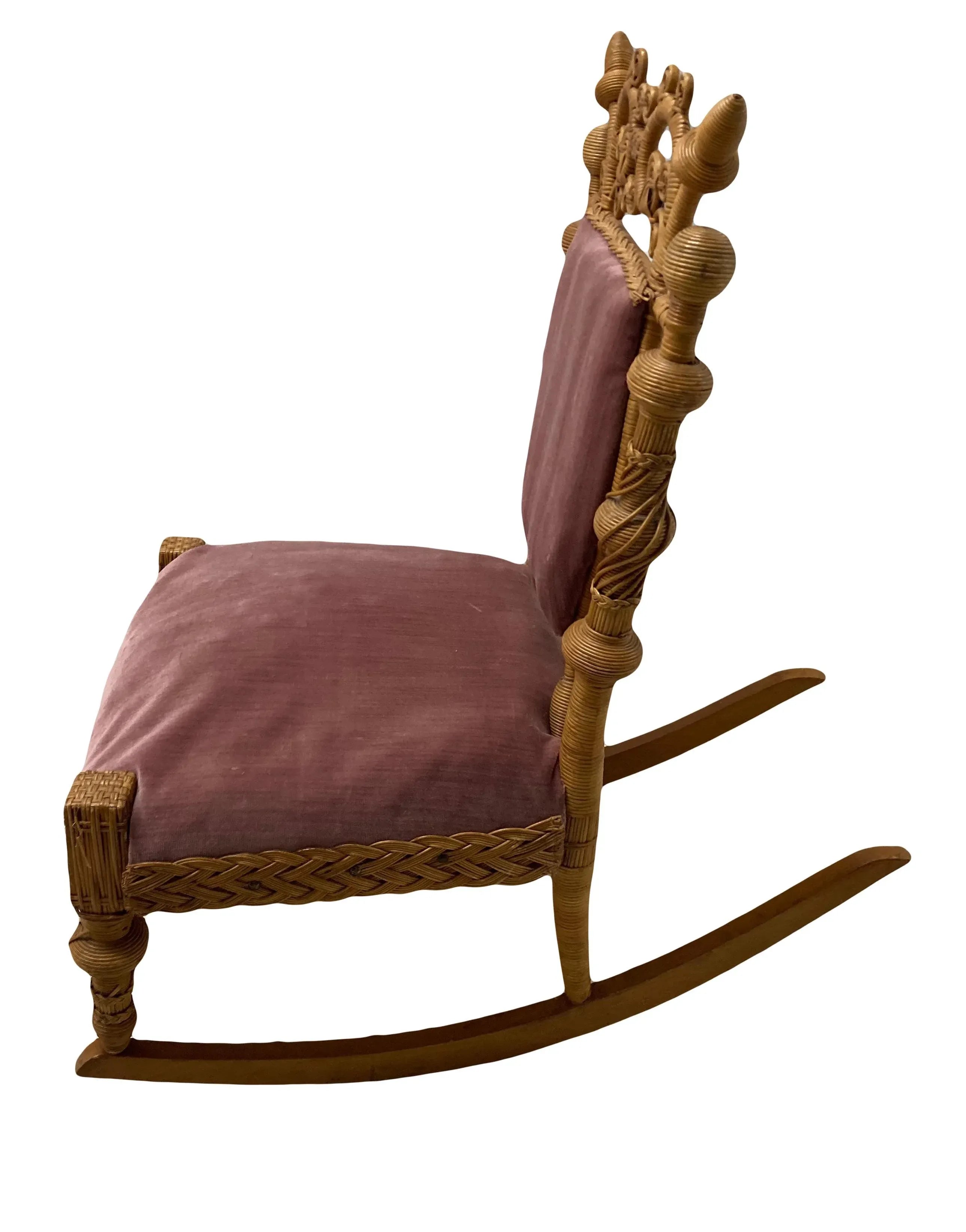 19th Century American Aesthetic Movement Victorian Wicker Rocking Chair Attributed to Heywood-Wakefield