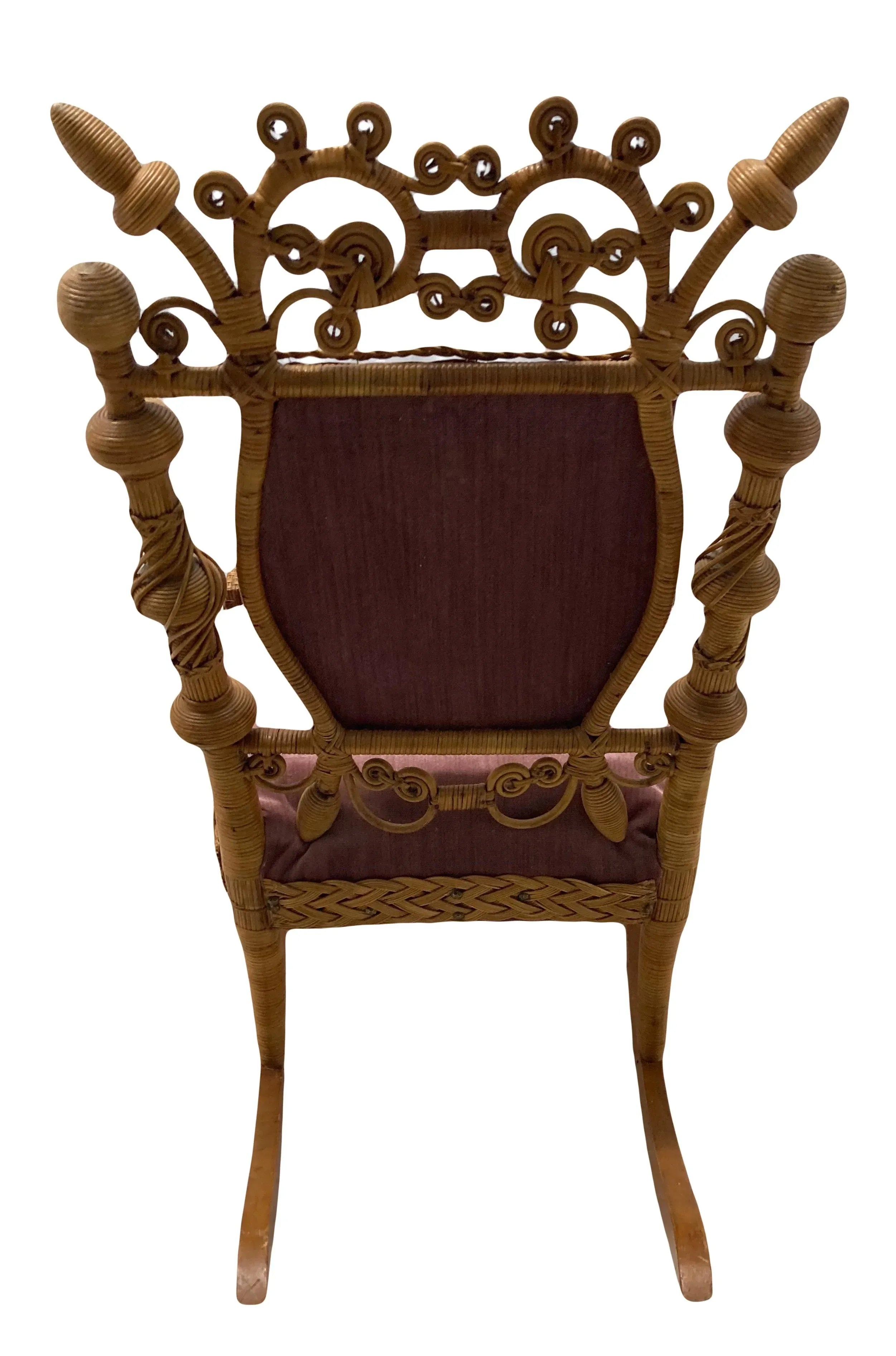 19th Century American Aesthetic Movement Victorian Wicker Rocking Chair Attributed to Heywood-Wakefield