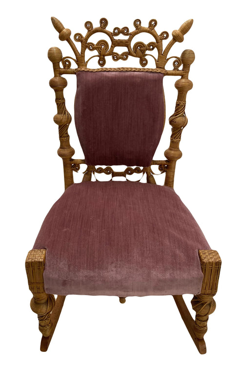 19th Century American Aesthetic Movement Victorian Wicker Rocking Chair Attributed to Heywood-Wakefield