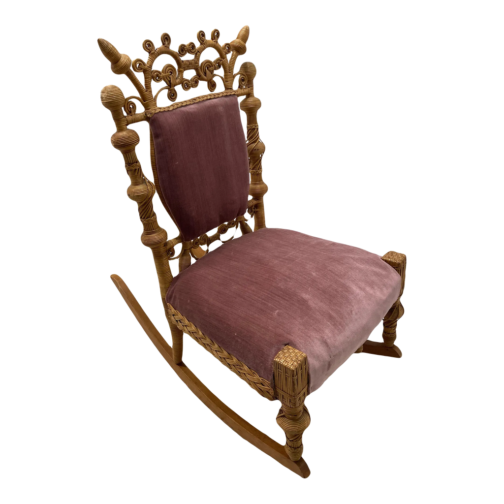 19th Century American Aesthetic Movement Victorian Wicker Rocking Chair Attributed to Heywood-Wakefield