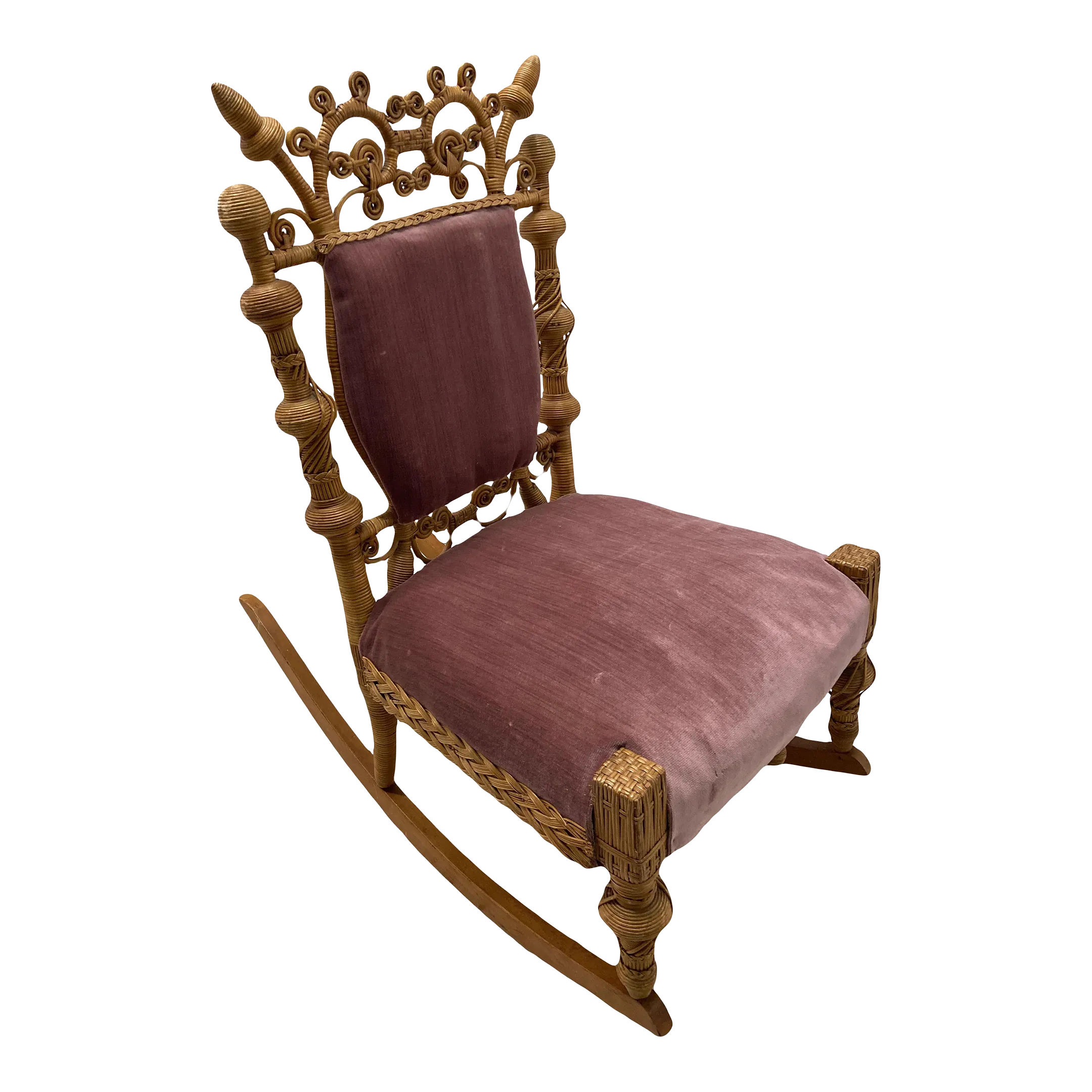 19th Century American Aesthetic Movement Victorian Wicker Rocking Chair Attributed to Heywood-Wakefield
