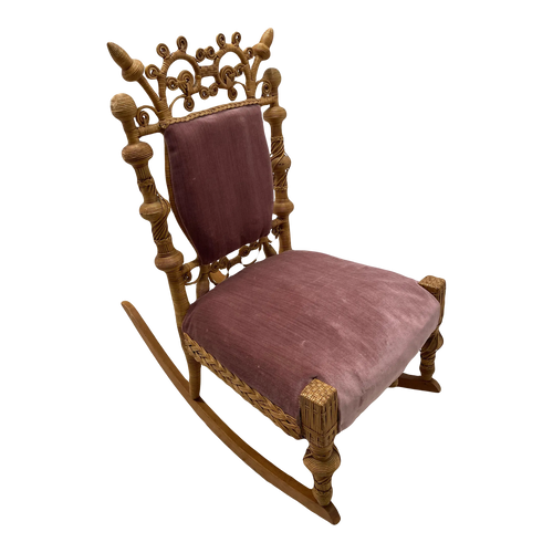 19th Century American Aesthetic Movement Victorian Wicker Rocking Chair Attributed to Heywood-Wakefield