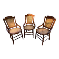 19th Century Burl Walnut Side Chairs With Caned Seats and Backs - Set of 3