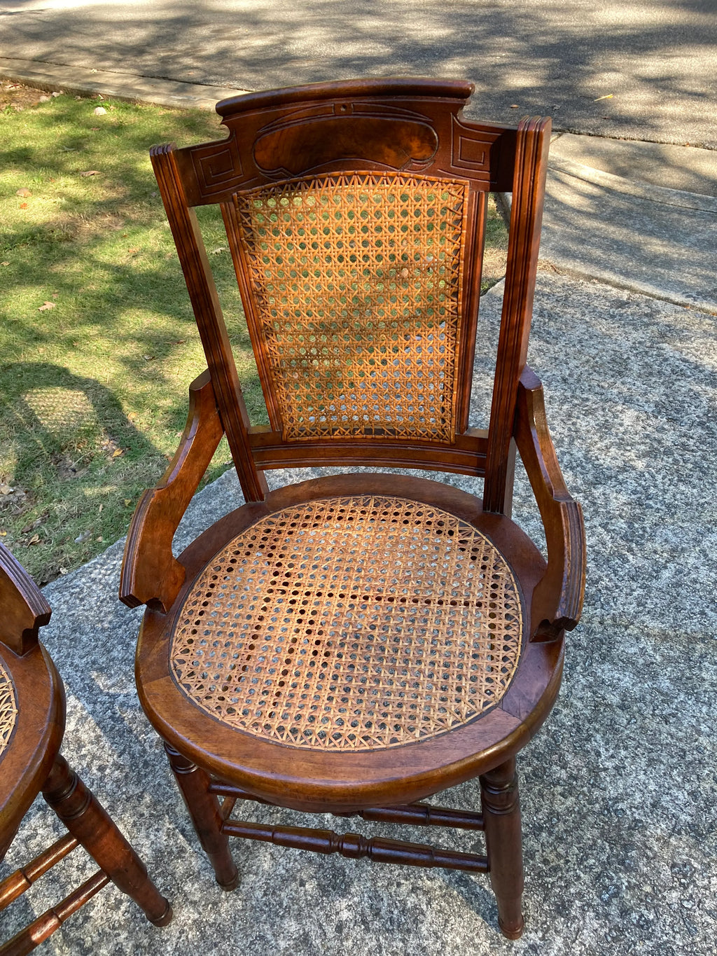 19th Century Burl Walnut Side Chairs With Caned Seats and Backs - Set of 3