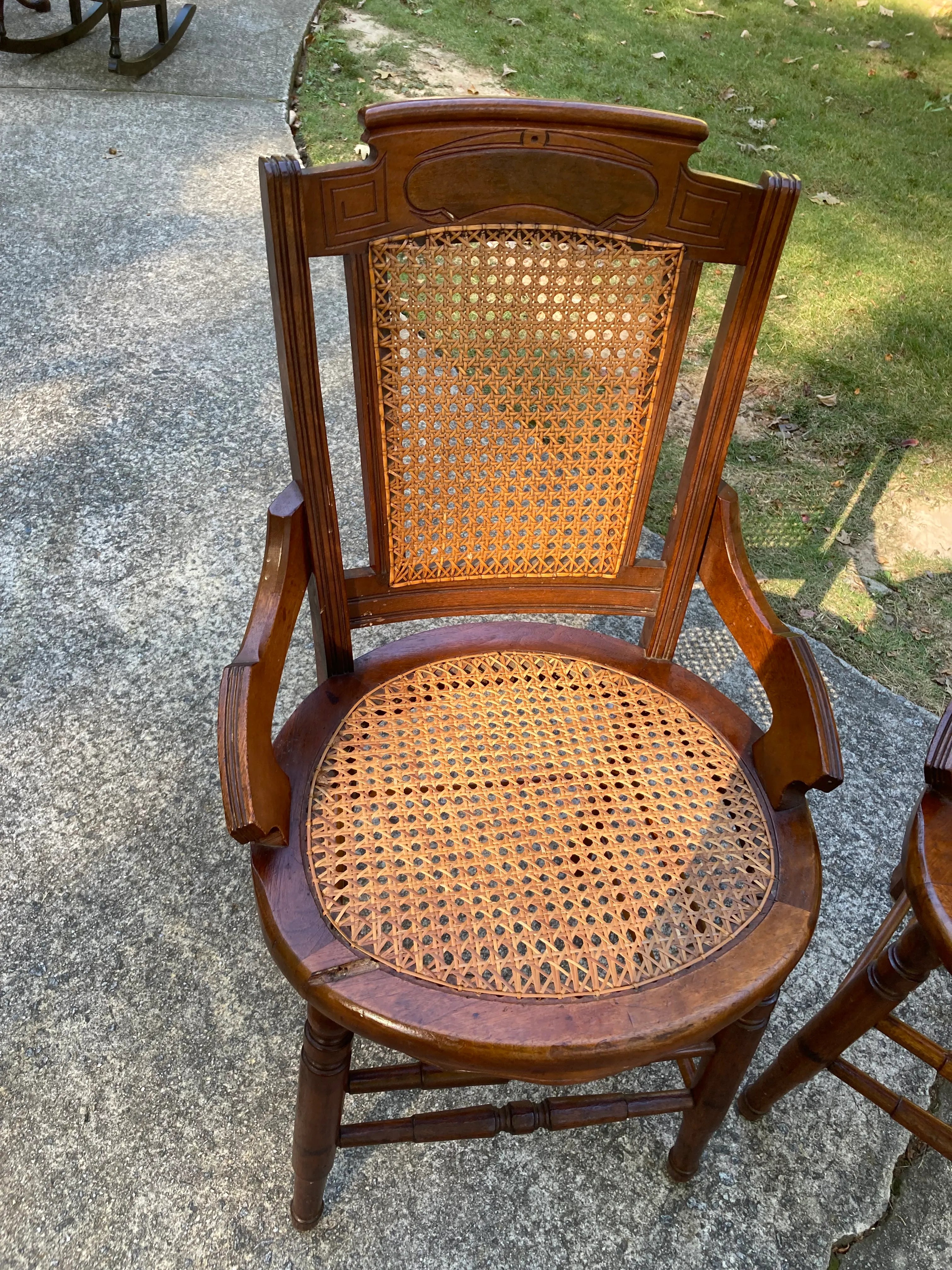 19th Century Burl Walnut Side Chairs With Caned Seats and Backs - Set of 3
