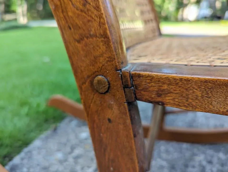 19th Century Caribbean St. Croix Regency Mahogany Rocking Chair With Caned Seat