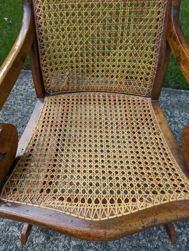 19th Century Caribbean St. Croix Regency Mahogany Rocking Chair With Caned Seat
