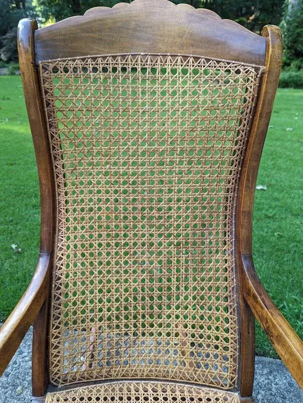 19th Century Caribbean St. Croix Regency Mahogany Rocking Chair With Caned Seat