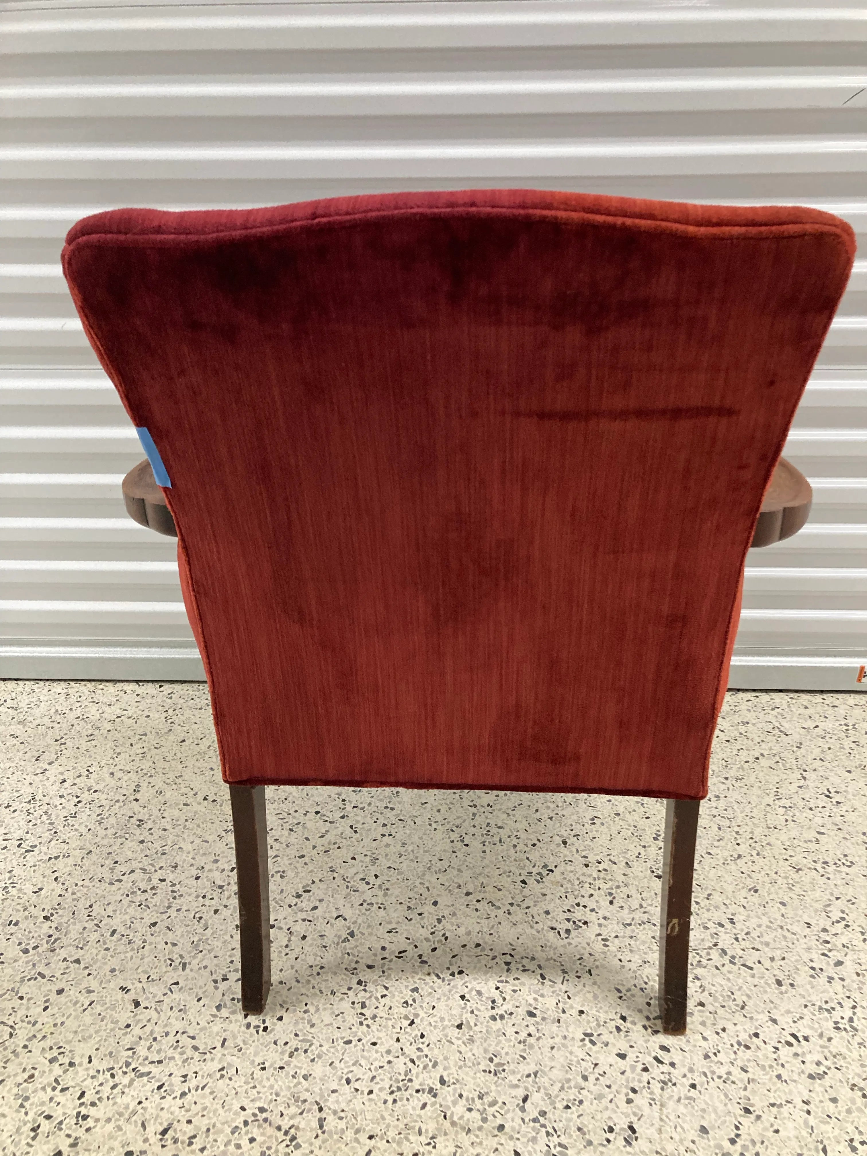 19th Century English George II Style Chippendale Ball and Clawfoot Bergere Chair in Red Velvet