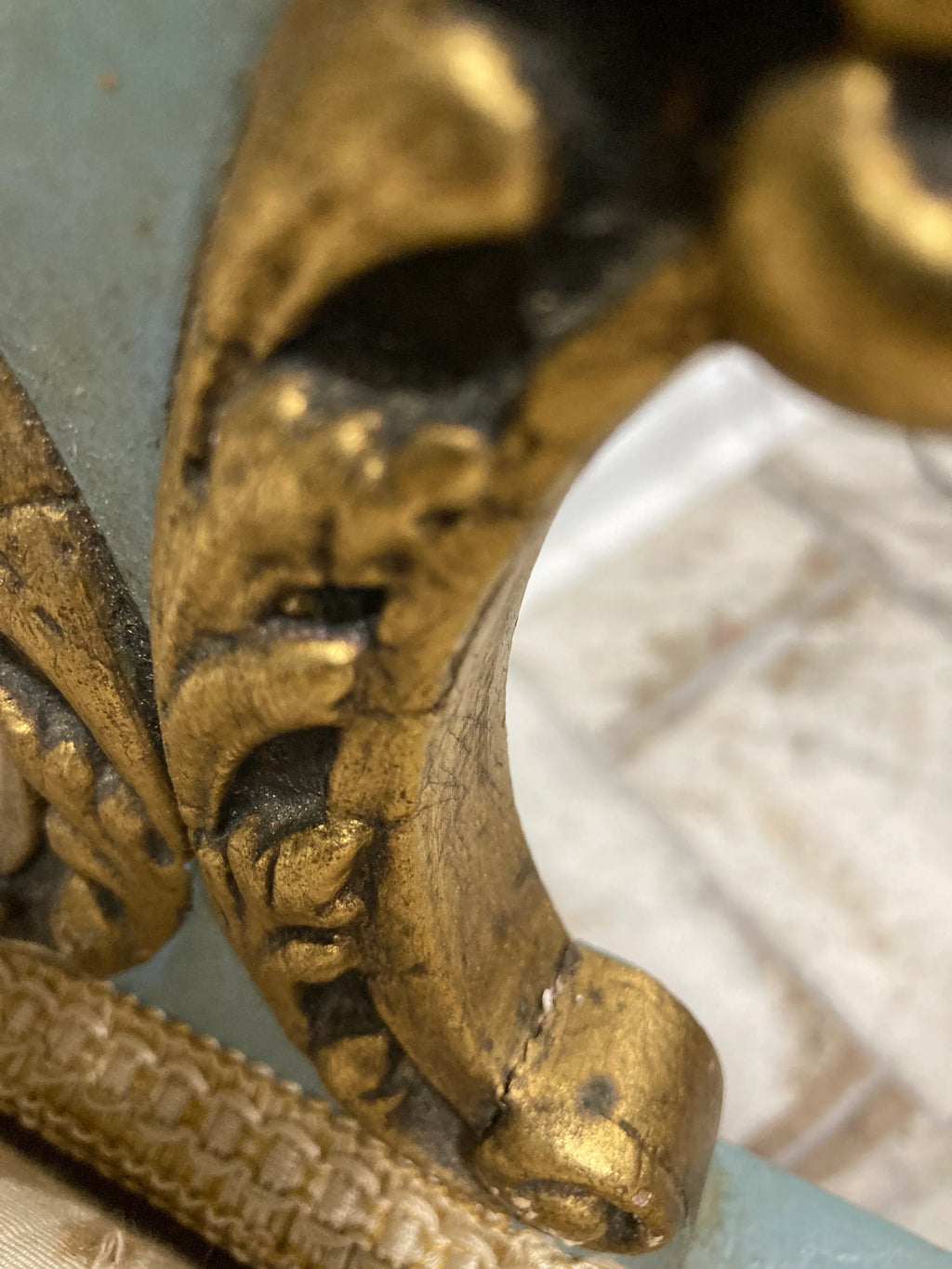 19th Century Lá Belle Epoque Blue and Gold Corner Chair