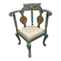 19th Century Lá Belle Epoque Blue and Gold Corner Chair