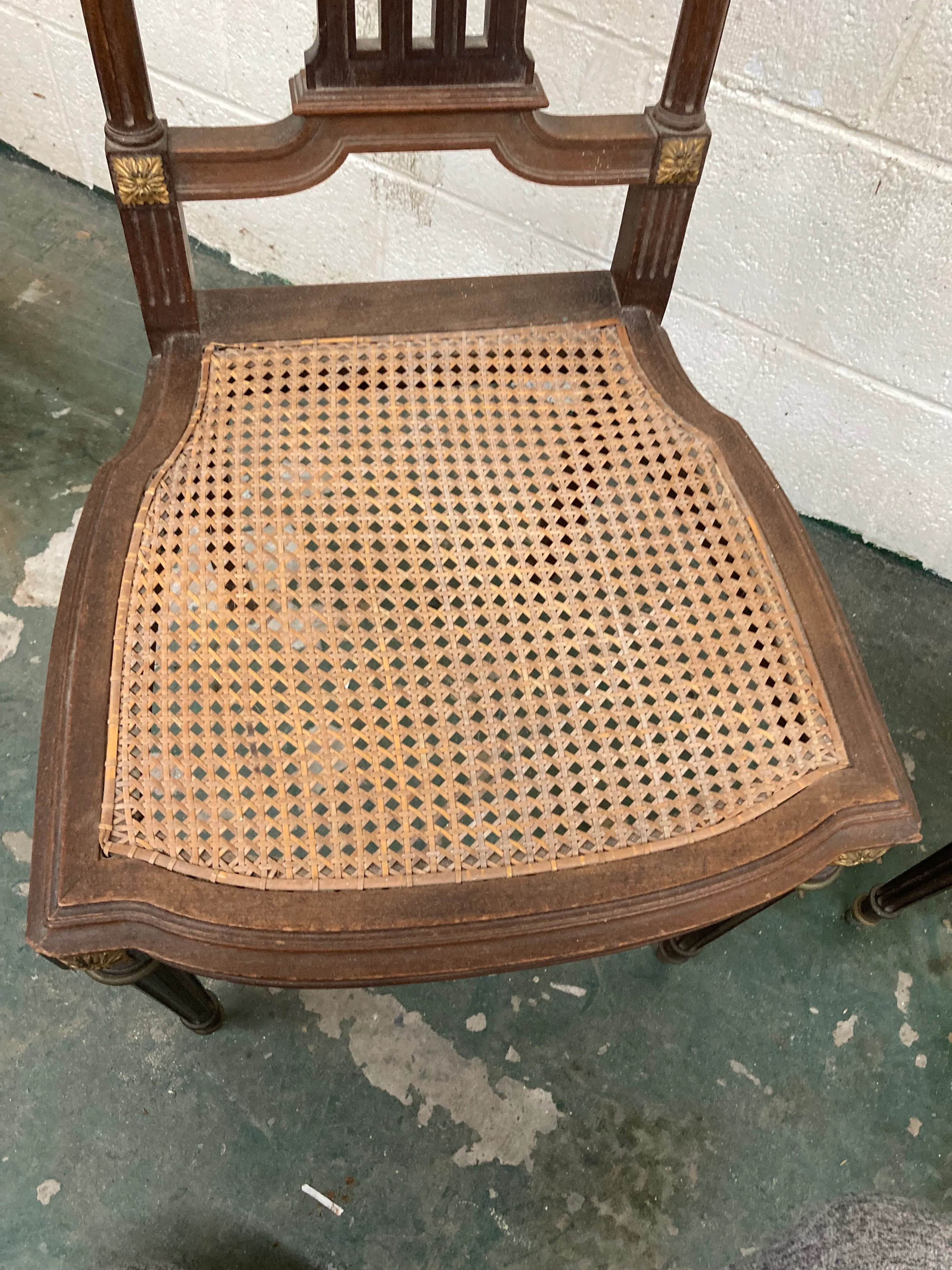 19th Century Lá Belle Epoque Louis XVI Style Mahogany Side Chairs With Caned Seats - a Pair