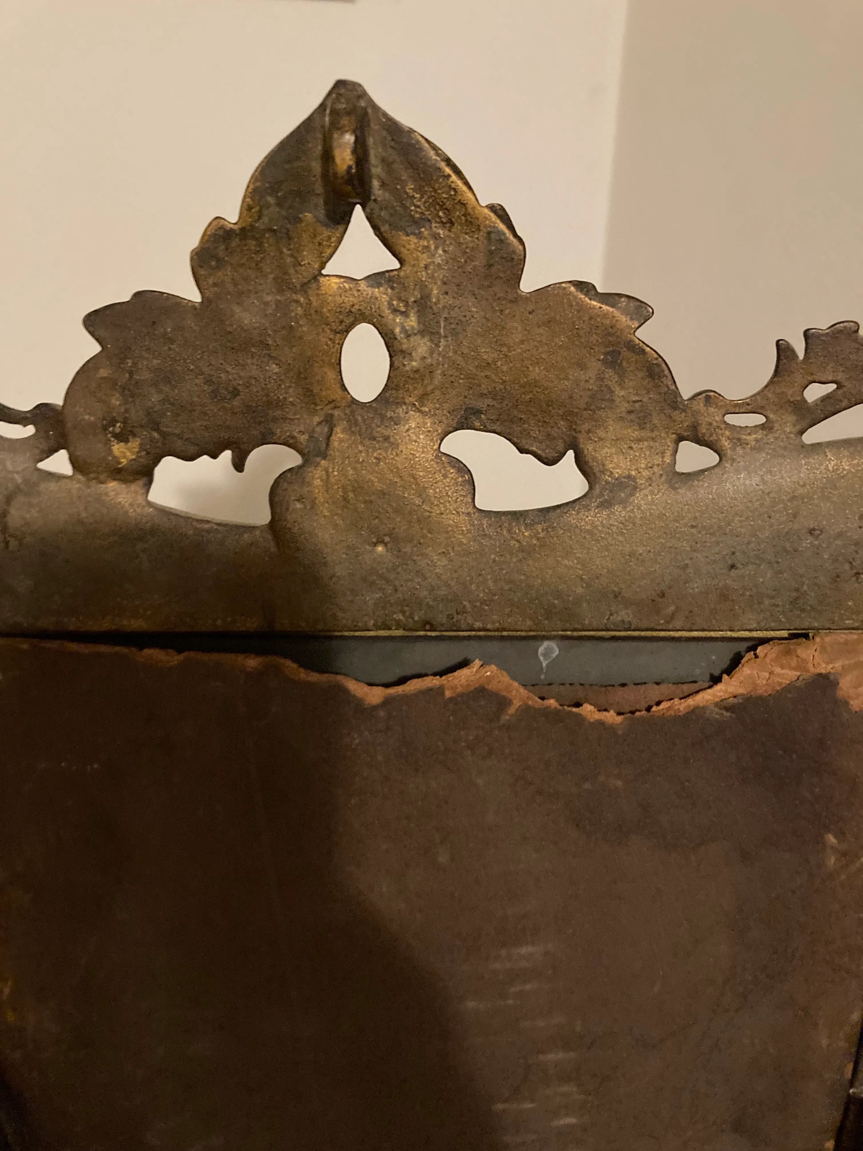 19th Century Ornate Brass Tabletop Mirror on Stand by National Brass and Iron Works