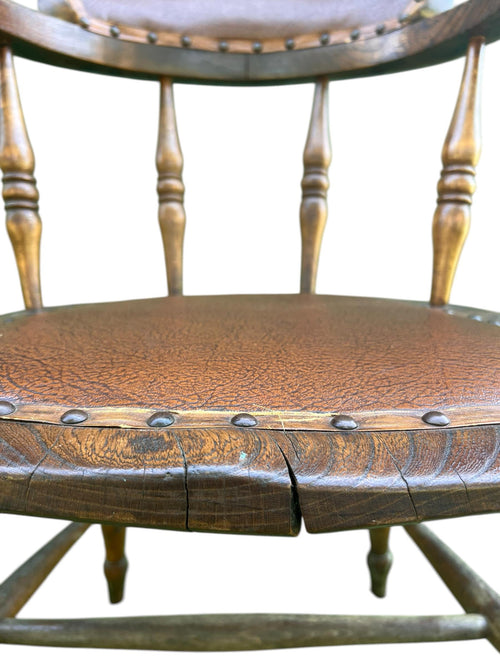 19th Century Wabi Sabi Naturally Distressed English Elm Smokers Bow Captains Armchair Signed J. C.