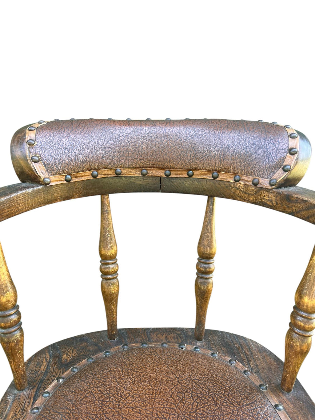 19th Century Wabi Sabi Naturally Distressed English Elm Smokers Bow Captains Armchair Signed J. C.