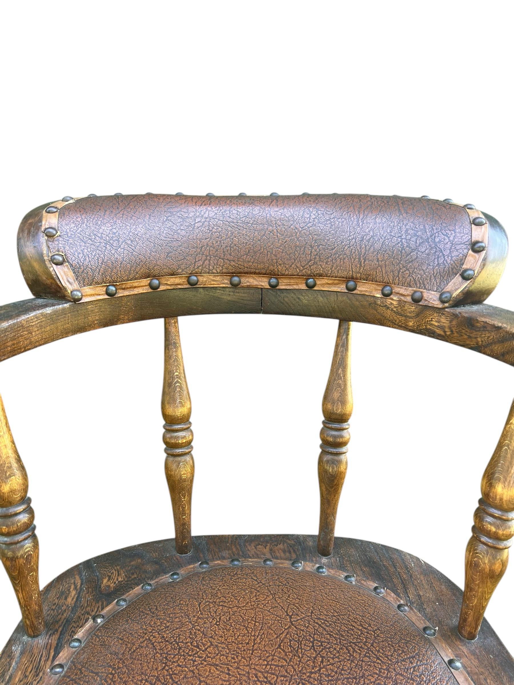 19th Century Wabi Sabi Naturally Distressed English Elm Smokers Bow Captains Armchair Signed J. C.