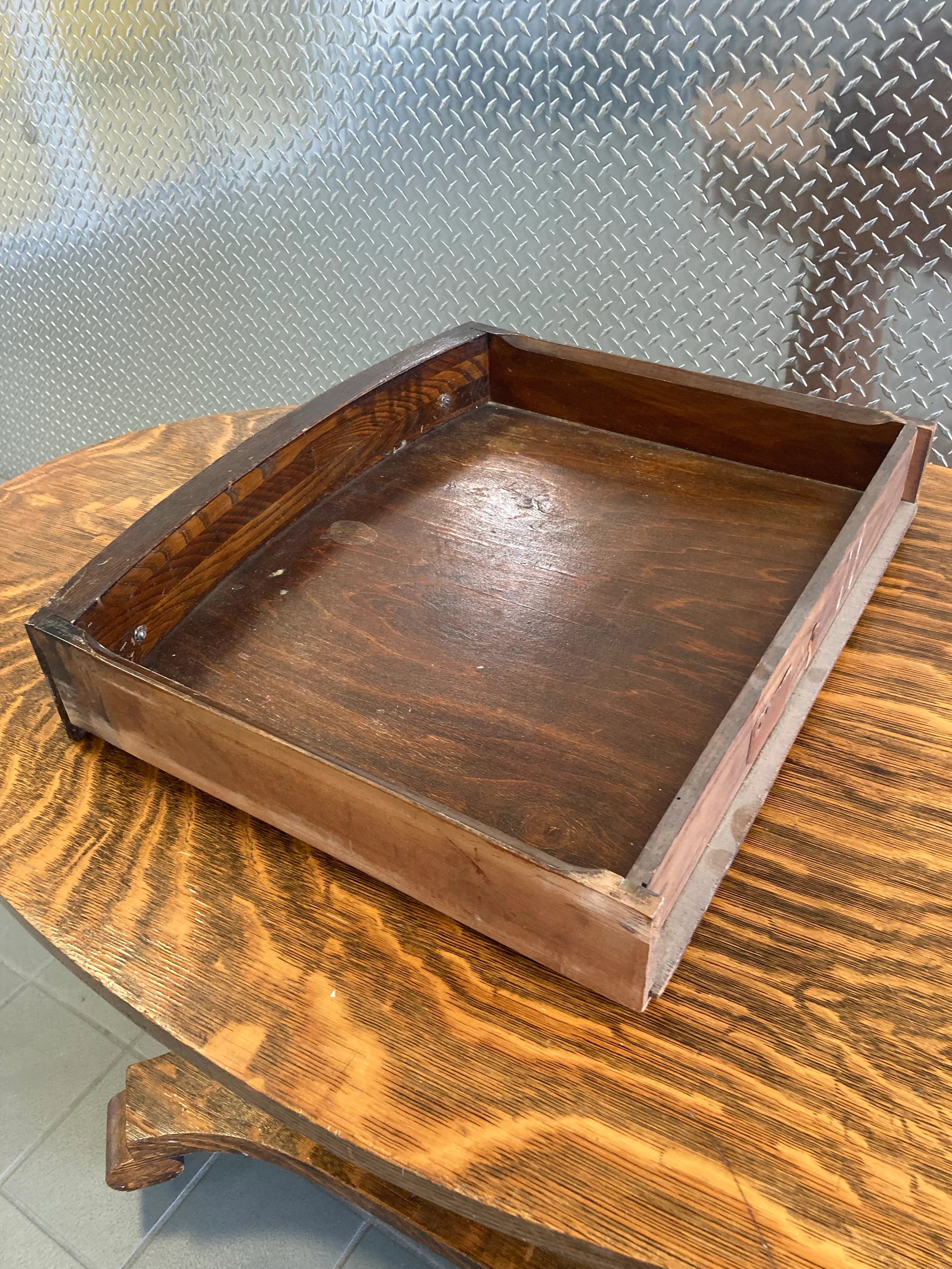 Antique American Empire Arts and Crafts Oval Quartersawn Tiger Oak Library Table or Writing Desk