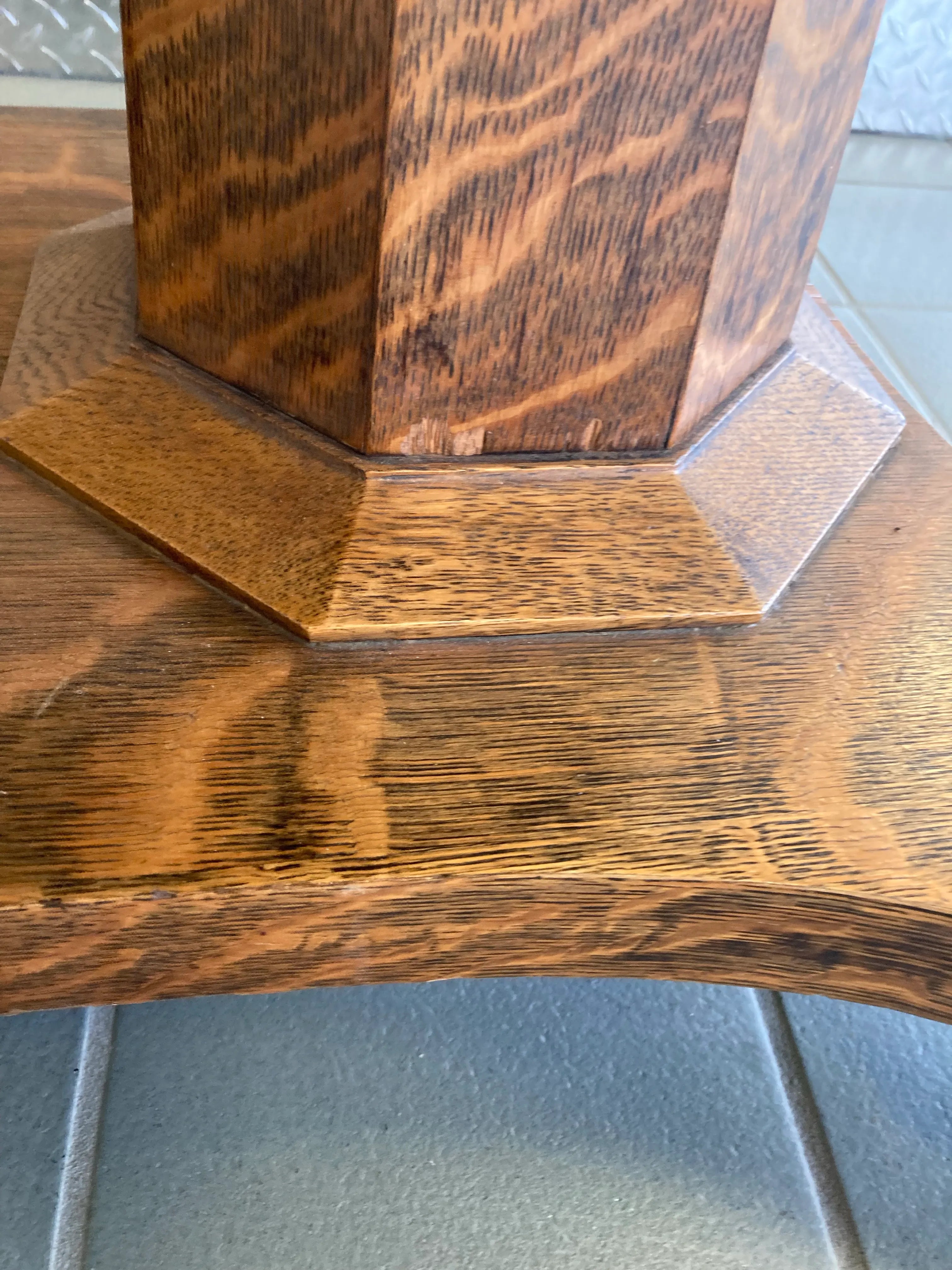 Antique American Empire Arts and Crafts Oval Quartersawn Tiger Oak Library Table or Writing Desk