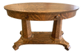Antique American Empire Arts and Crafts Oval Quartersawn Tiger Oak Library Table or Writing Desk